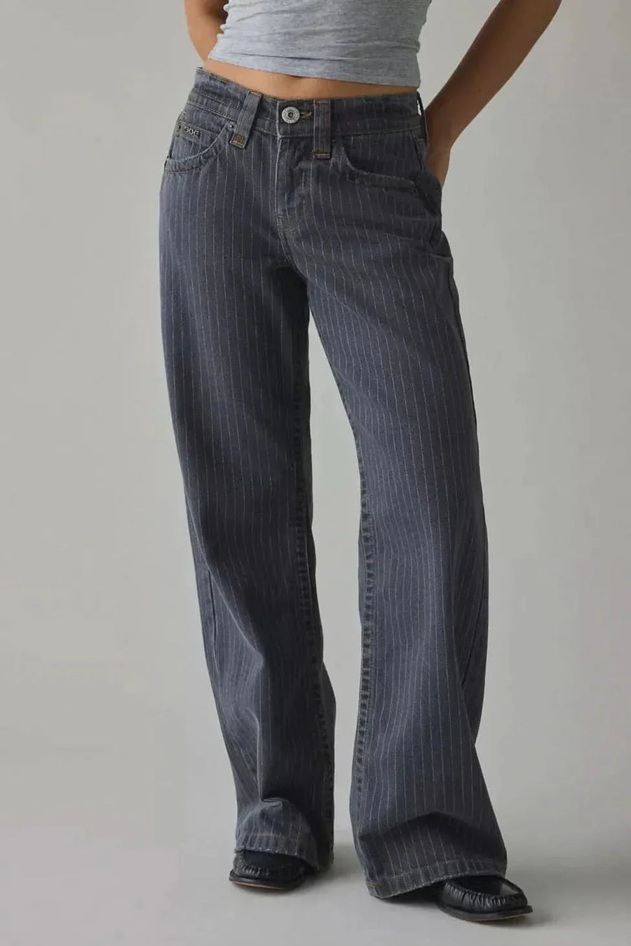 Morgan Pinstripe Wide Jeans