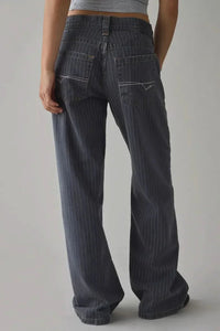 Morgan Pinstripe Wide Jeans