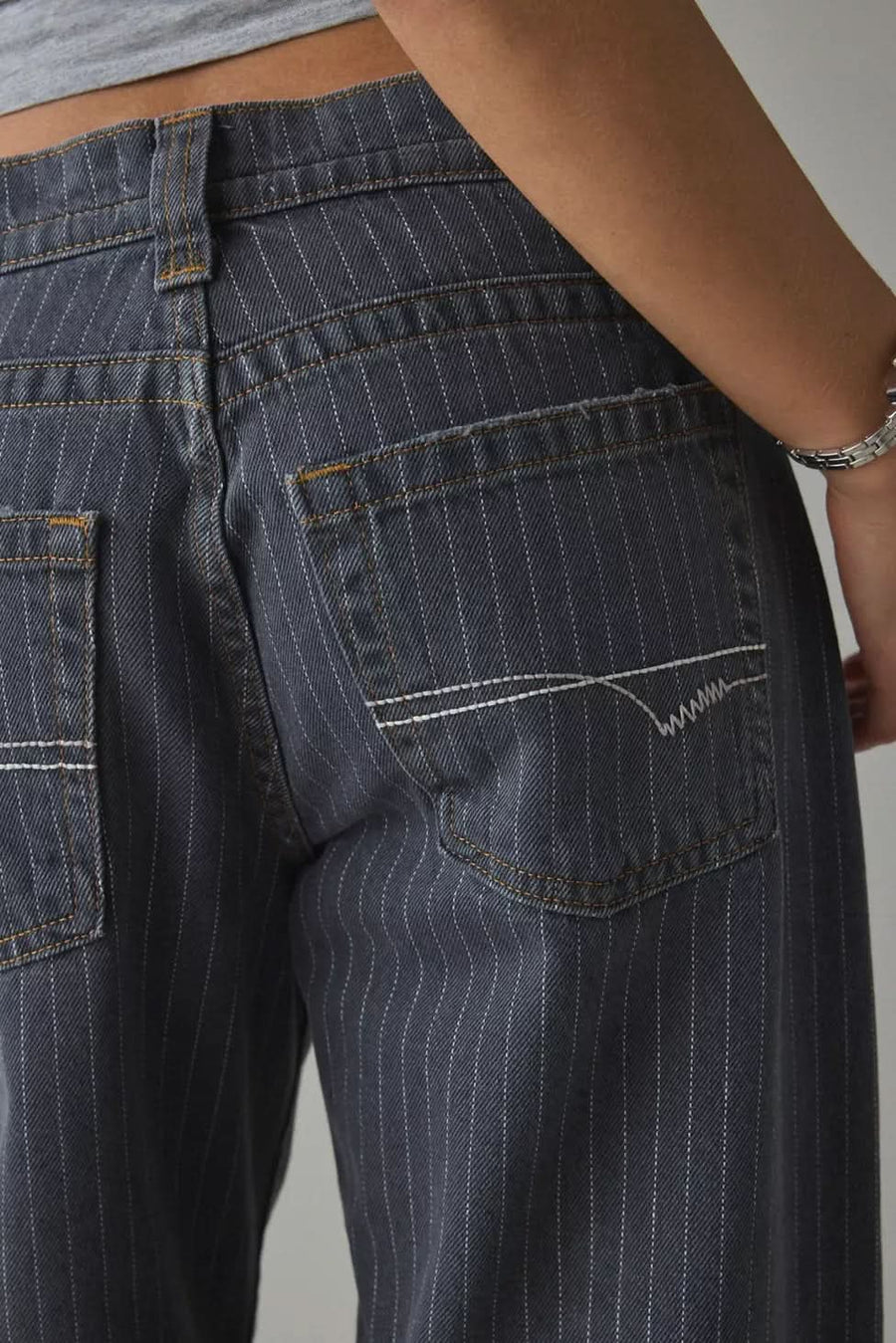 Morgan Pinstripe Wide Jeans