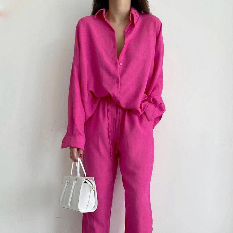 Natalie Linen Button Pants Set