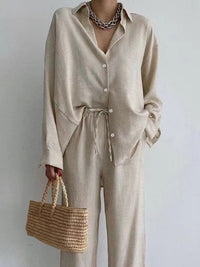 Natalie Linen Button Pants Set