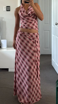Sage Plaid Maxi Set