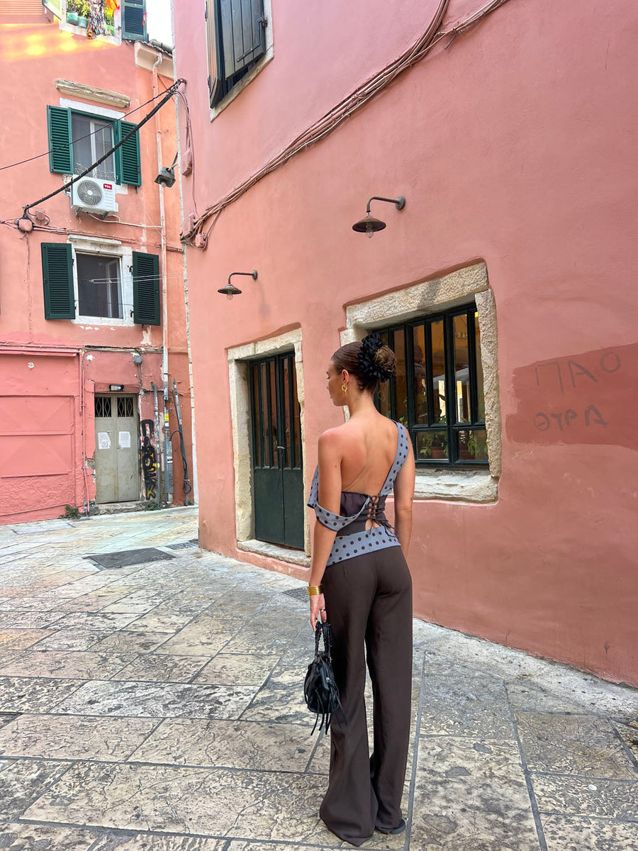 Sage Polka Dot Tailored Pants