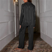 Sage Striped Satin Pajama Set