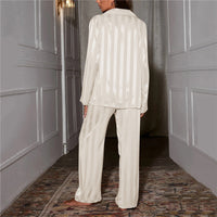 Sage Striped Satin Pajama Set