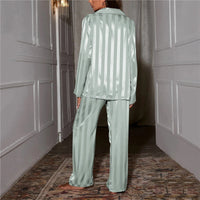 Sage Striped Satin Pajama Set