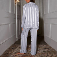 Sage Striped Satin Pajama Set