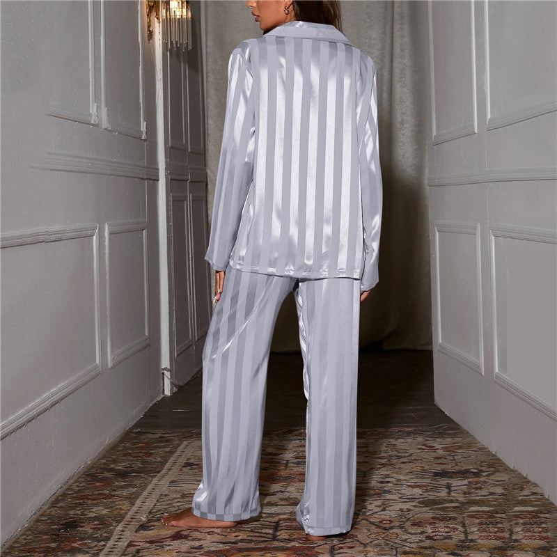 Sage Striped Satin Pajama Set