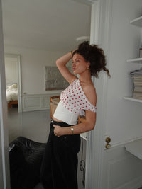 Sienna Draped Polka Dot Crop Top
