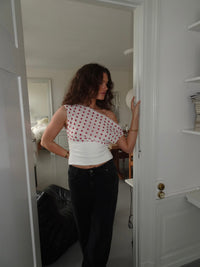 Sienna Draped Polka Dot Crop Top