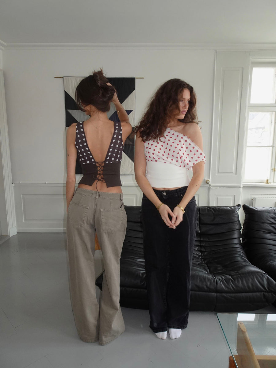 Sienna Draped Polka Dot Crop Top