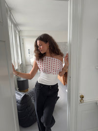 Sienna Draped Polka Dot Crop Top