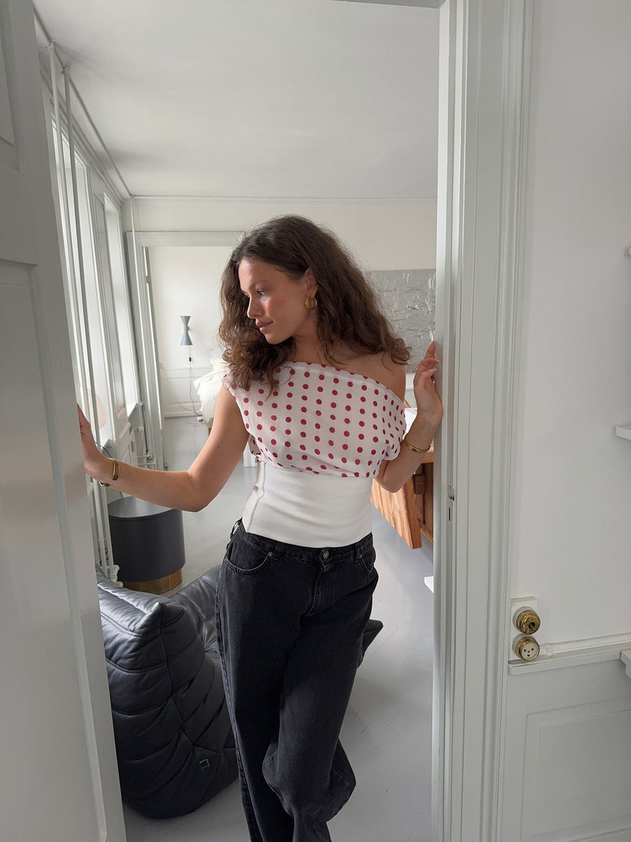 Sienna Draped Polka Dot Crop Top