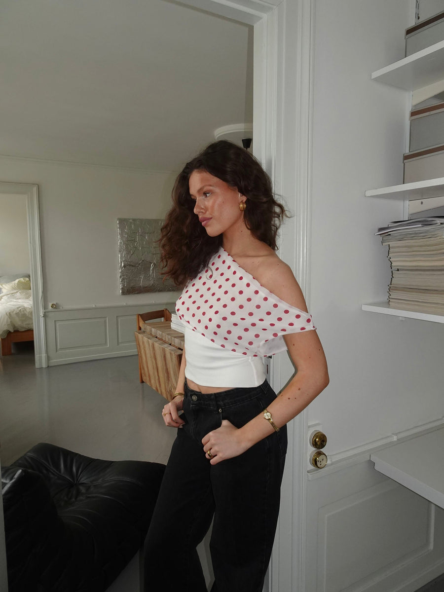 Sienna Draped Polka Dot Crop Top