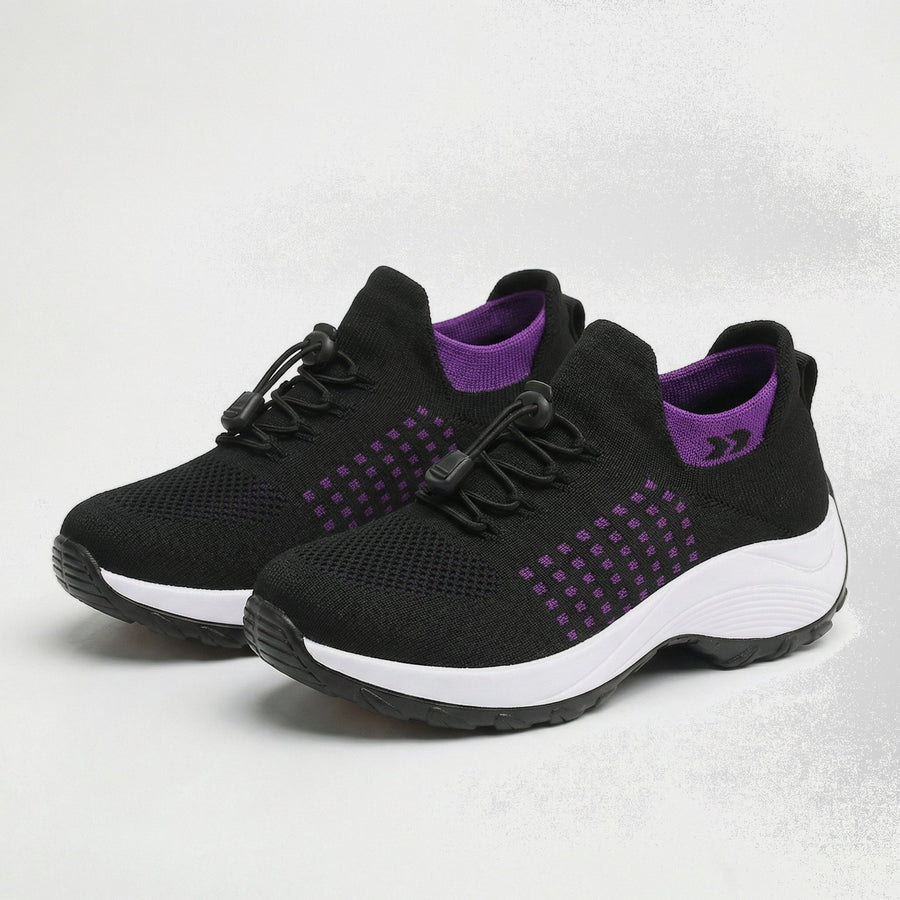 Clementine – Orthopedic Knit Fabric Shoes in Purple & Black