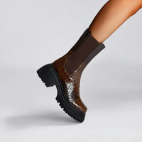 Amira | Women's Crocodile Print Platform Boots