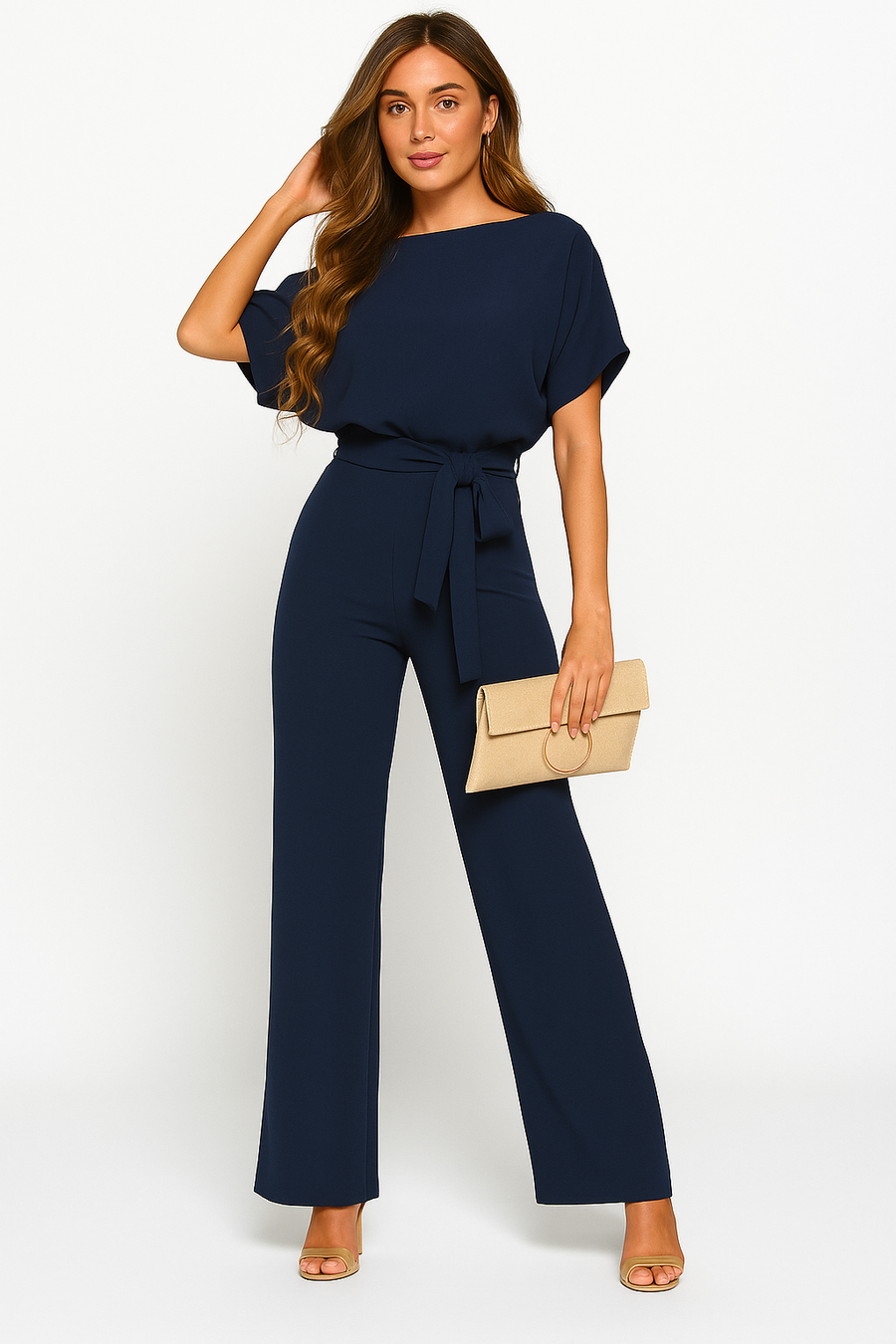 Anika | Women's Short Sleeve Straight Leg Jumpsuit