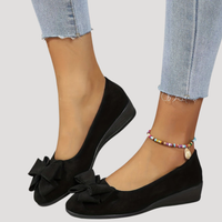 Anneliese | Women's Bow Round Toe Slip-On Wedge Flat