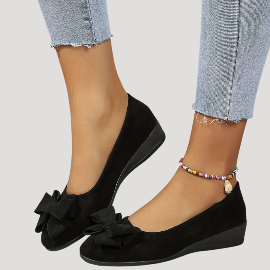 Anneliese | Women's Bow Round Toe Slip-On Wedge Flat