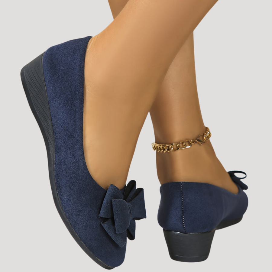 Anneliese | Women's Bow Round Toe Slip-On Wedge Flat