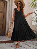 Ansley | Women's V Neck Sleeveless Maxi Dress