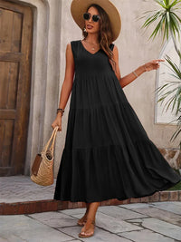 Ansley | Women's V Neck Sleeveless Maxi Dress
