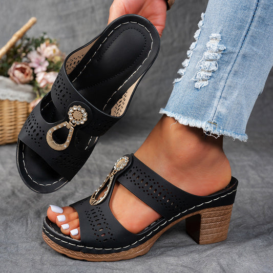 Arabella | Women's Rhinestone Block Heel Sandals