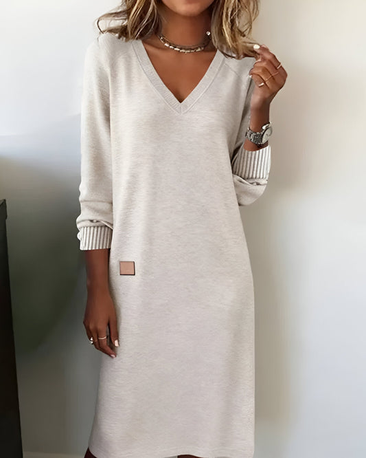 Aramis | Women's V-Neck Long Sleeve Midi Sweater Dress