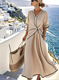 Aster | Women's V-Neck Wrap Midi Dress