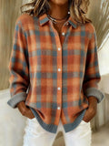Aurelia | Women's Checkered Long Sleeve Button Up Blouse