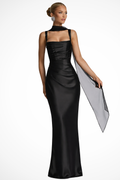 Aurelia | Women's Square Neck Ruched Formal Maxi Dress