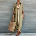 Aurelie | Women's Collared Button-Down Relaxed Maxi Dress