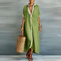 Aurelie | Women's Collared Button-Down Relaxed Maxi Dress