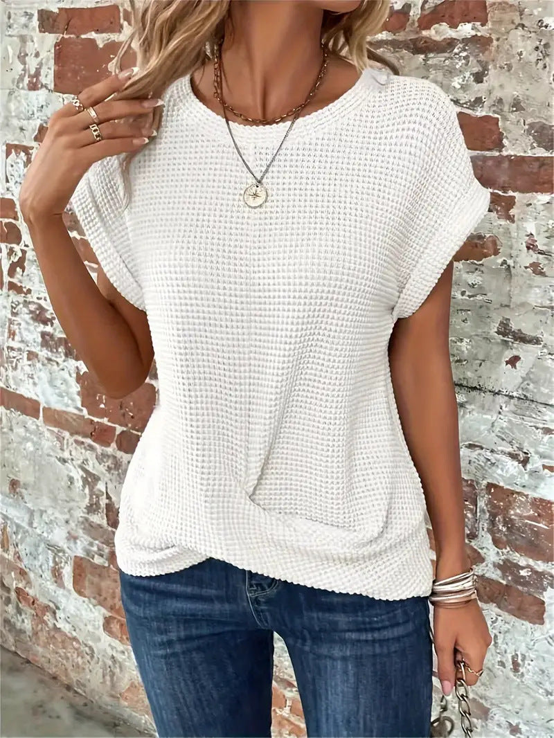 Avalon | Women's Waffle Textured Short Sleeve Top