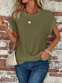 Avalon | Women's Waffle Textured Short Sleeve Top