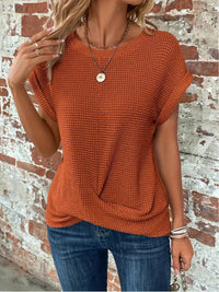 Avalon | Women's Waffle Textured Short Sleeve Top