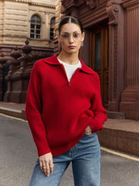 Azaleia | Women's Quarter Zip Long Sleeve Sweater