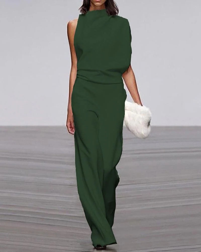 Azura | Women's Wide Leg Mock Neck Jumpsuit