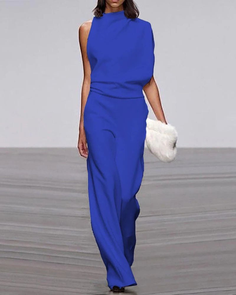Azura | Women's Wide Leg Mock Neck Jumpsuit