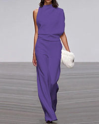 Azura | Women's Wide Leg Mock Neck Jumpsuit