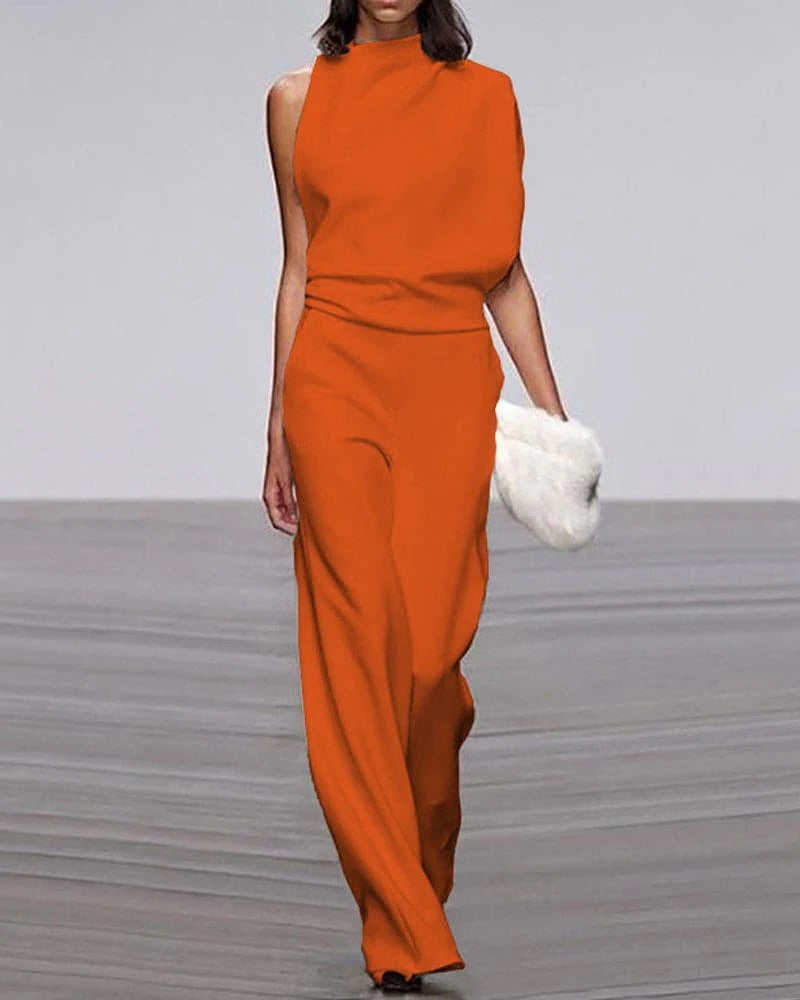Azura | Women's Wide Leg Mock Neck Jumpsuit
