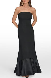Donna Karan New York Strapless Scuba Knit & Organza Mermaid Gown In