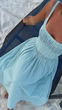Sundress Aesthetic Smocked Dipped Waist Midi Dress