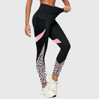 High-Waisted Leopard Print Training Pants Light Pink