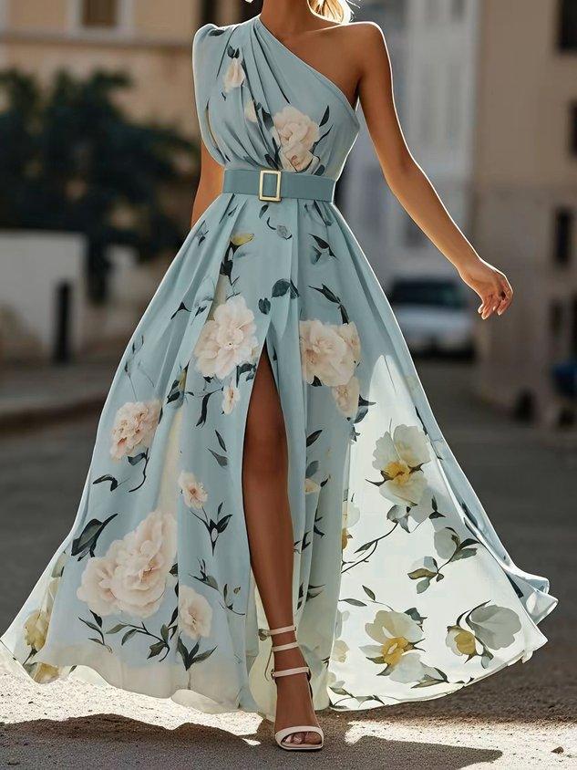 Liora - Light Green Floral Maxi Dress