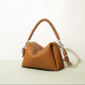Leather Shoulder Bag with Braided Handle - Mireya