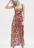 Red Print Maxi Dress Red Spring Long Dress Private Label Styles
