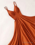Simple V Neck Satin Long Prom Dress