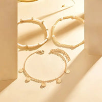 Coastal Charm 3-Piece Layered Anklet Set | Gold