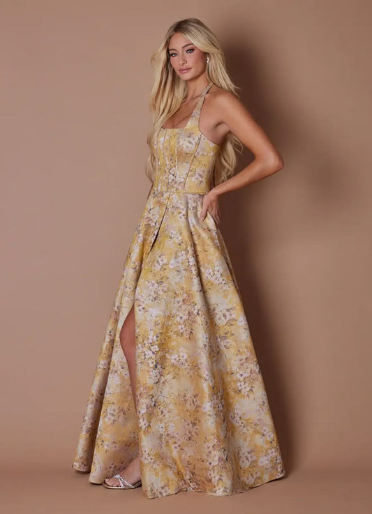 Cady Vintage Gold Maxi Dress